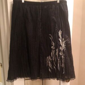 Elegant Black Skirt with Silver Embroidery